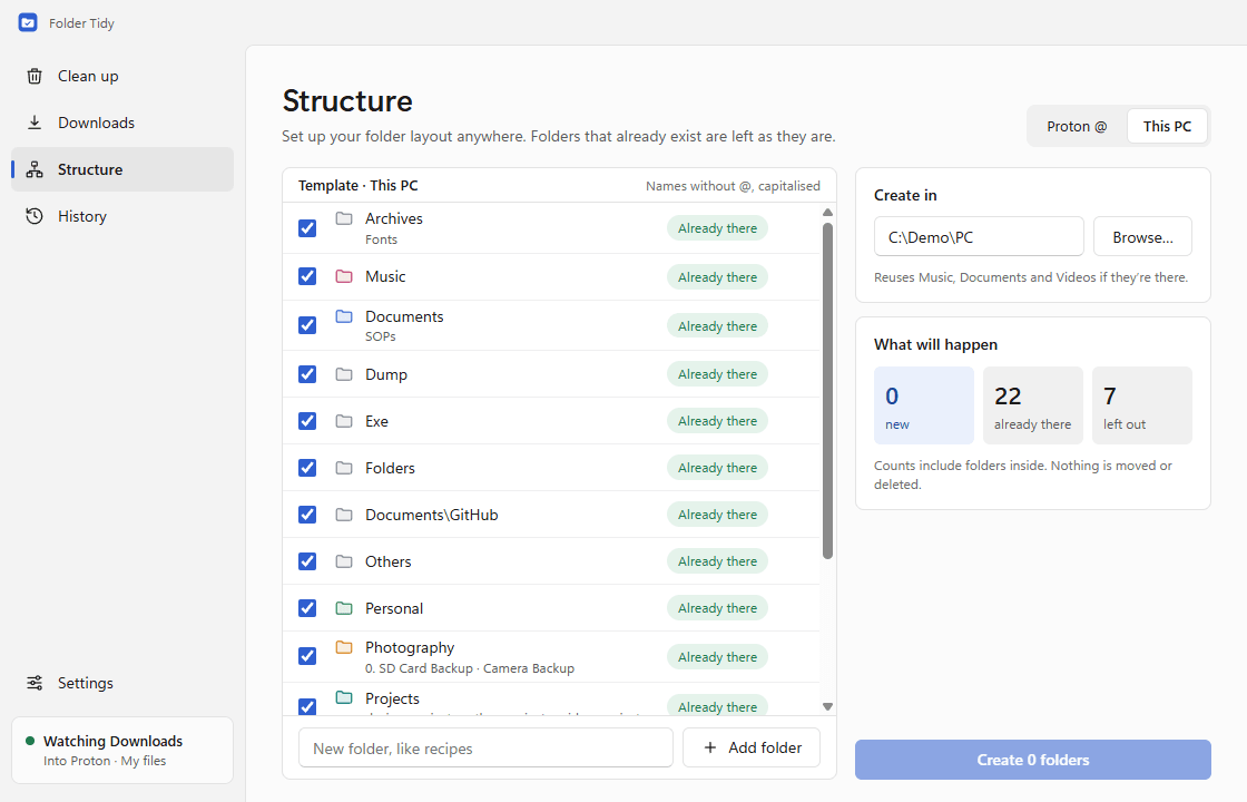 Folder Tidy: Structure
